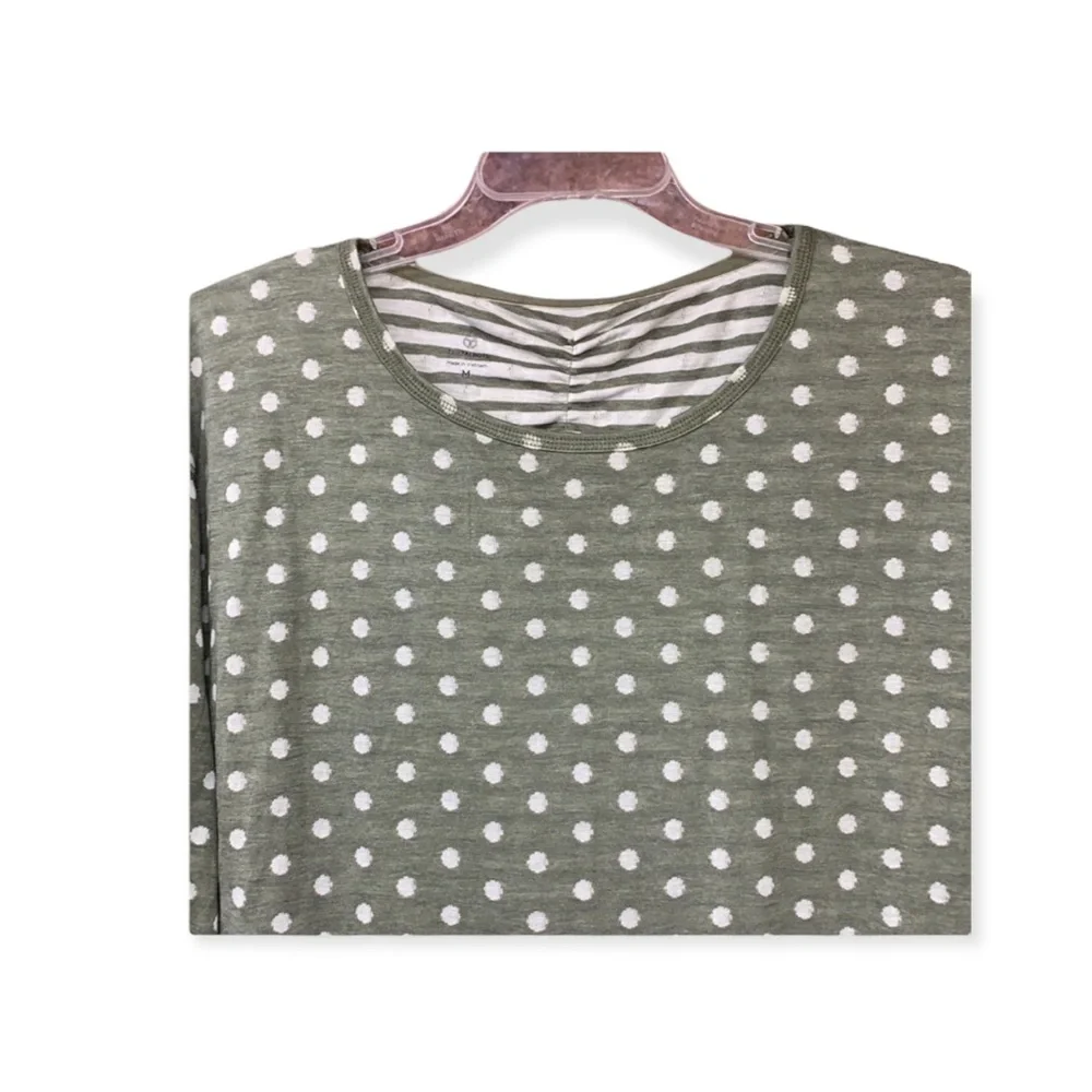SzM Green/White Cuff Sleeve Top T by Talbots - Picture 3 of 9